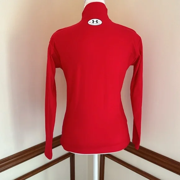 Under Armour Women's Long Sleeve Mock Neck Top - Vibrant Red - Medium - Picture 3 of 12